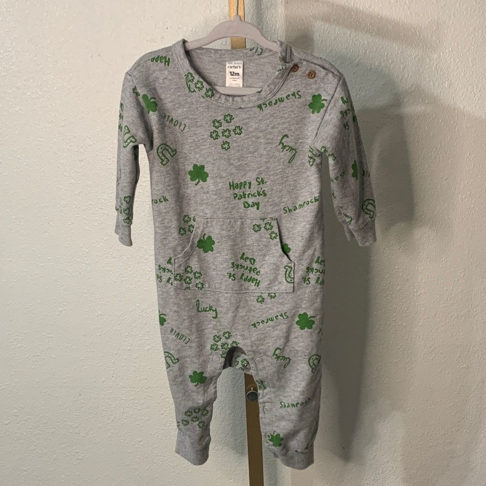 Carter's Gray and Green St. Patrick's Day one piece- 12 months